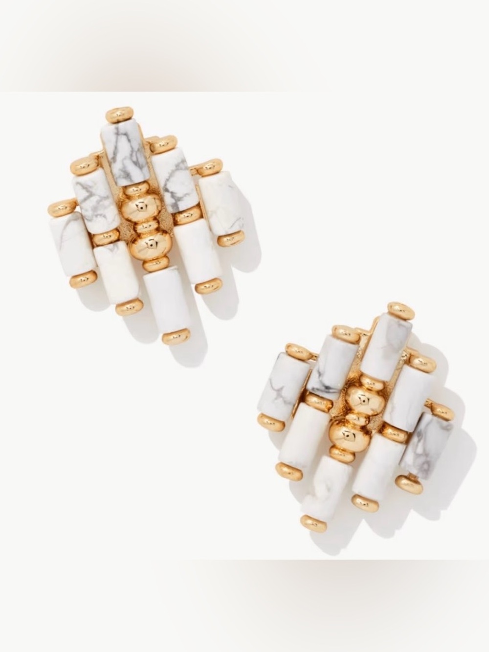 Ember Gold Statement Stud Earrings in White